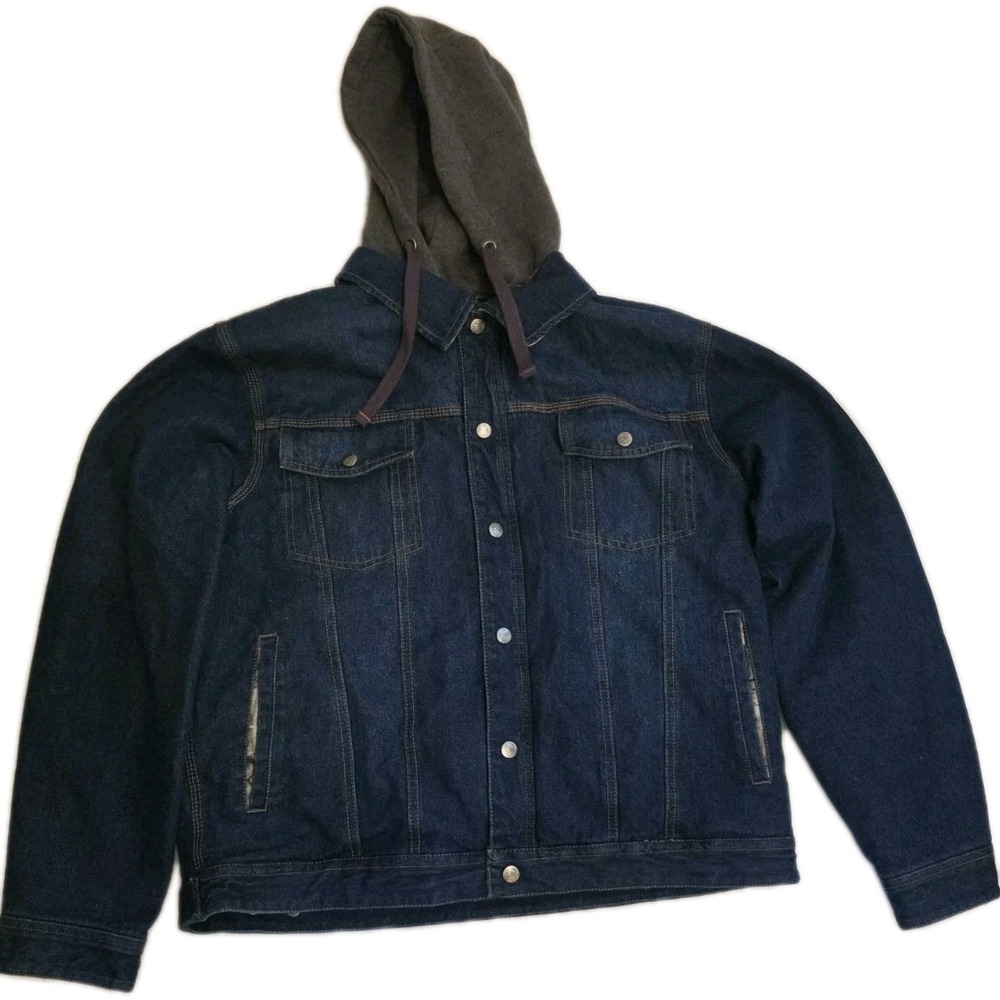 Legendary Whitetails Jacket Denim Jean Button Up Mens Large Blue Hooded